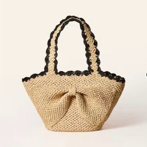 Kate Spade X Target Beige Raffia Bow Tote Bag
